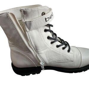 Bebe White Combat Boots with Black Laces
